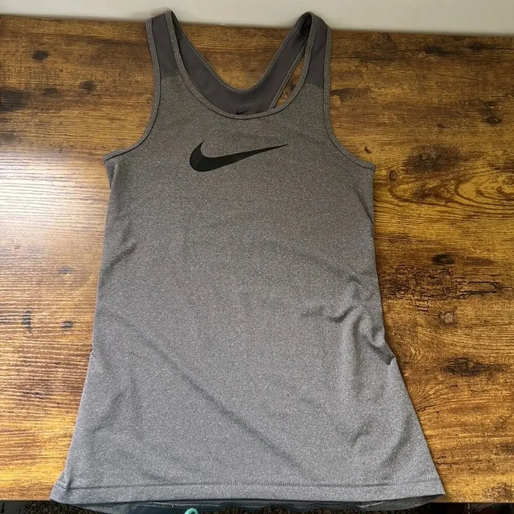 Nike Charcoal Gray Racerback Athletic Tank Top - Picture 2 of 7